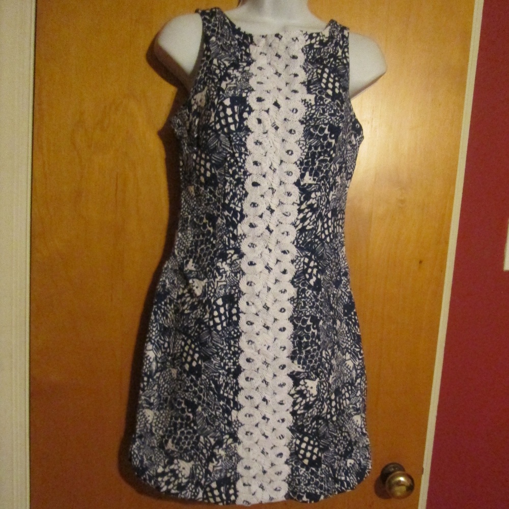 Lilly Pulitzer Navy Upstream Fish Shift Dress